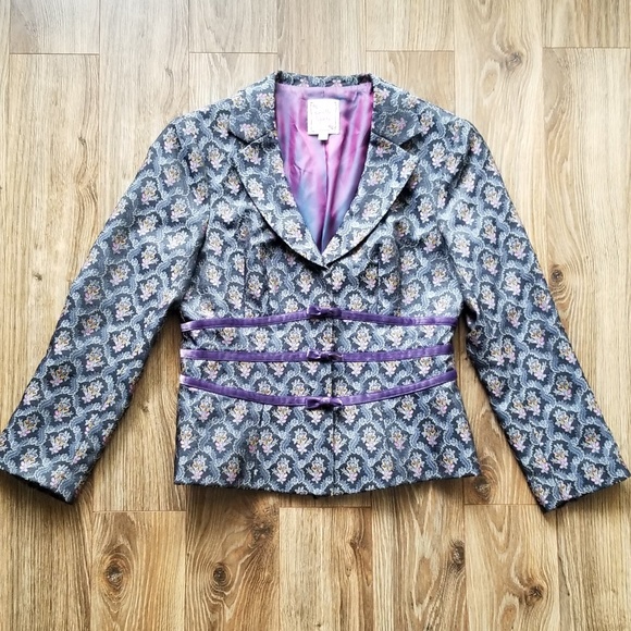 Nanette Lepore Patterned Blazer with Purple Accents - Picture 1 of 7